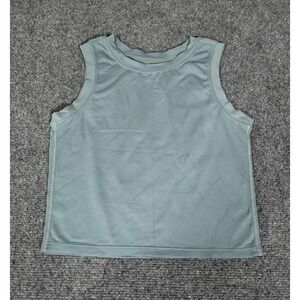 Paragon Tank Top Womens Small Blue Green Cropped Sleeveless Athletic Stretch